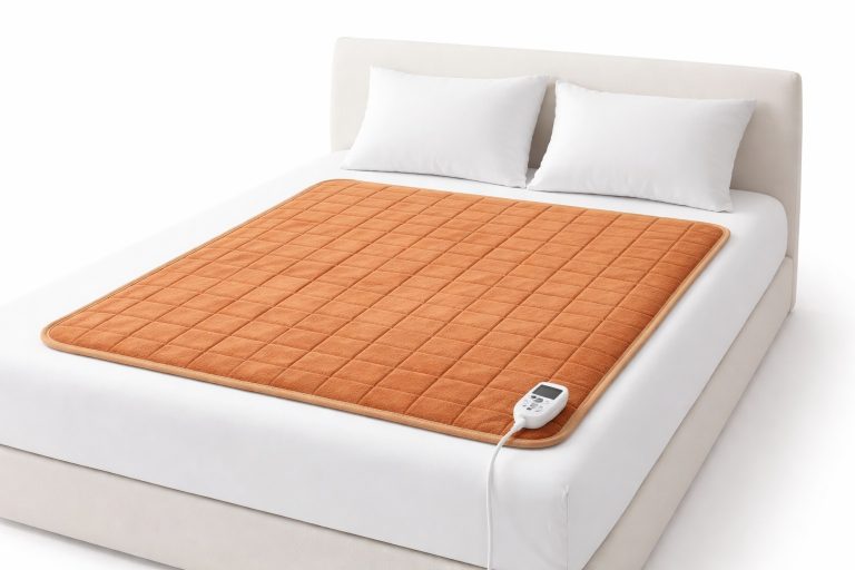 침대 위 전기장판과 온도조절기